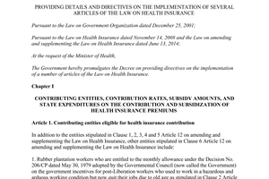 Decree No. 105/2014/ND-CP providing details directives the Law on Health insurance