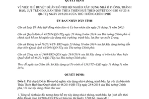 Quyết định 2446/QĐ-UBND 2014 Đề án Hỗ trợ hộ nghèo xây dựng nhà ở phòng tránh bão Huế