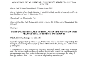 Nghị định 105/2014/NĐ-CP hướng dẫn Luật Bảo hiểm y tế