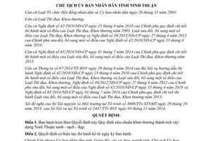 Quyết định 2347/QĐ-UBND 2014 tiêu chuẩn khen thưởng thành tích xây dựng Ninh Thuận xanh sạch đẹp