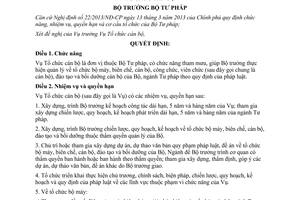 Quyết định 3069/QĐ-BTP 2014 nhiệm vụ quyền hạn cơ cấu tổ chức Vụ Tổ chức cán bộ