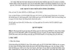 Quyết định 2502/QĐ-UBND 2014 áp dụng Hệ thống ISO 9001:2008 hoạt động cơ quan nhà nước Lâm Đồng