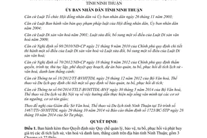 Quyết định 84/2014/QĐ-UBND phát huy giá trị di tích lịch sử văn hoá danh lam thắng cảnh Ninh Thuận