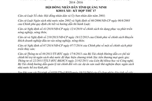 Nghị quyết 164/2014/NQ-HĐND Chính sách khuyến khích phát triển sản xuất Nông nghiệp Quảng Ninh