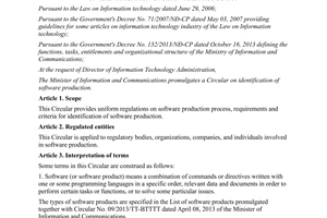 Circular No. 16/2014/TT-BTTTT on identification of software production
