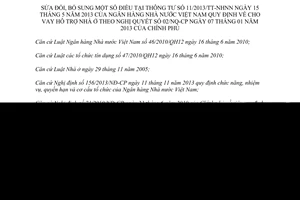 Thông tư 32/2014/TT-NHNN sửa đổi 11/2013/TT-NHNN cho vay hỗ trợ nhà ở 02/NQ-CP