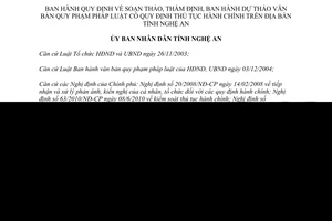 Quyết định 88/2014/QĐ-UBND soạn thảo thẩm định ban hành dự thảo văn bản quy phạm pháp luật Nghệ An