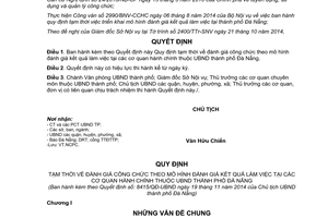 Quyết định 8415/QĐ-UBND 2014 Quy định tạm thời về đánh giá công chức tại cơ quan hành chính Đà Nẵng