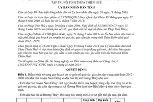 Quyết định 2463/QĐ-UBND 2014 quy hoạch cơ sở giết mổ gia súc gia cầm tập trung Thừa Thiên Huế