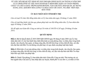 Quyết định 2317/QĐ-UBND 2014 bãi bỏ 2855/2005/QĐ-UBND an toàn phòng cháy chữa cháy xăng dầu Bến Tre