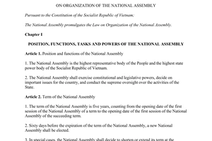 Law No. 57/2014/QH13 on organization of the national assembly