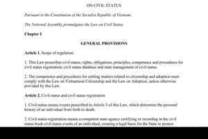 Law No. 60/2014/QH13 on civil status