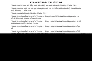 Quyết định 54/2014/QĐ-UBND bồi thường hỗ trợ tái định cư khi Nhà nước thu hồi đất Đồng Nai