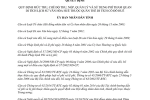 Quyết định 69/2014/QĐ-UBND chế độ thu nộp quản lý sử dụng phí tham quan di tích lịch sử văn hóa Huế