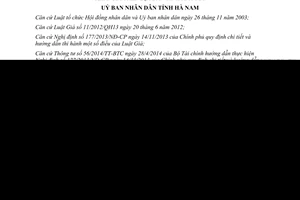 Quyết định 48/2014/QĐ-UBND thực hiện đăng ký giá kê khai giá Hà Nam