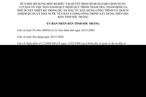 Quyết định 25/2014/QĐ-UBND sửa đổi 08/2014/QĐ-UBND thẩm định thiết kế đầu tư xây dựng công trình Sóc Trăng