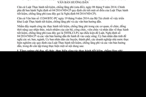 Chỉ thị 22/2014/CT-UBND triển khai Luật Thực hành tiết kiệm chống lãng phí các văn bản hướng dẫn Bà Rịa Vũng Tàu