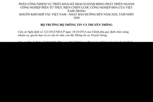 Quyết định 1739/QĐ-BTTTT năm 2014 nhiệm vụ phát triển công nghiệp điện tử khuôn khổ hợp tác Việt Nam Nhật Bản
