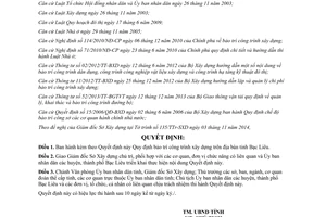 Quyết định 25/2014/QĐ-UBND bảo trì công trình xây dựng Bạc Liêu