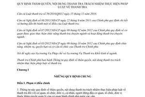 Thông tư 08/2014/TT-TTCP thẩm quyền nội dung thanh tra trách nhiệm thực hiện pháp luật thanh tra