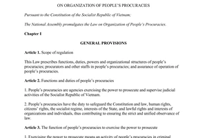 Law No. 63/2014/QH13 on organization of people’s procuracies