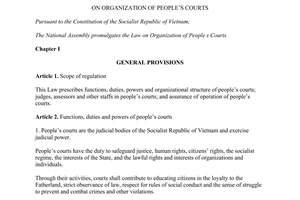 Law No. 62/2014/QH13 on organization of people’s courts