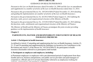 Joint circular No. 41/2014/TTLT-BYT-BTC guidance on health insurance