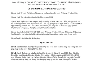 Quyết định 17/2014/QĐ-UBND tổ chức hoạt động Trung tâm Trợ giúp pháp lý nhà nước Cần Thơ