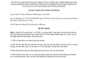 Quyết định 63/2014/QĐ-UBND sửa đổi 45/2012/QĐ-UBND quy định dạy học thêm Lâm Đồng