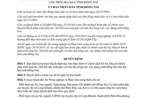 Quyết định 58/2014/QĐ-UBND hỗ trợ phát triển hợp tác sản xuất tiêu thụ nông sản xây dựng cánh đồng lớn Đồng Nai