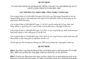 Quyết định 214/QĐ-K2ĐT 2014 hệ thống tài liệu quản lý chất lượng TCVN ISO 9001: 2008