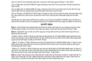 Quyết định 2405/QĐ-UBND 2014 công bố bộ thủ tục hành chính lĩnh vực đăng ký hợp tác xã Ninh Thuận