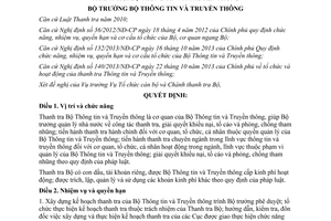 Quyết định 1765/QĐ-BTTTT năm 2014 chức năng nhiệm vụ quyền hạn cơ cấu tổ chức Thanh tra Bộ