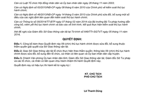 Quyết định 1993/QĐ-UBND năm 2014 thủ tục hành chính sửa đổi thuộc thẩm quyền Sở Giao thông vận tải Bạc Liêu