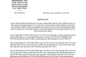 Hướng dẫn 02/HD-LN quy định cơ chế khai thác công trình cấp nước sạch nông thônThái Bình 2014