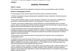 Circular No. 44/2014//TT-BYT on registration of drugs