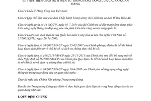 Quyết định 269-QĐ/TW năm 2014 thực hiện giao dịch điện tử trong hoạt động cơ quan đảng