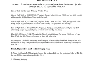 Thông tư liên tịch 179/2014/TTLT-BTC-BTNMT hướng dẫn sử dụng kinh phí kiểm kê đất đai lập bản đồ hiện trạng sử dụng 2014