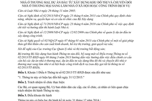 Thông tư 18/2014/TT-BXD sửa đổi 02/2013/TT-BXD điều chỉnh cơ cấu căn hộ dự án nhà ở thương mại