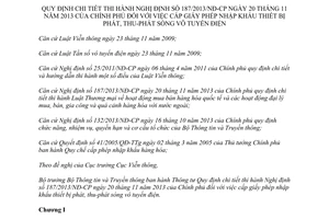 Thông tư 18/2014/TT-BTTTT hướng dẫn 187/2013/NĐ-CP cấp giấy phép nhập khẩu thiết bị phát vô tuyến điện