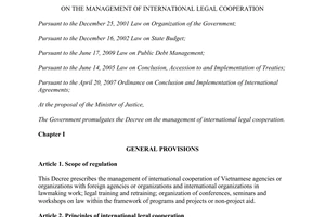 Decree No. 113/2014/ND-CP on the management of international legal cooperation