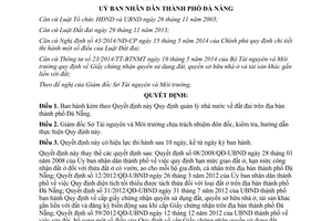 Quyết định 42/2014/QĐ-UBND Quy định quản lý nhà nước đất đai Đà Nẵng
