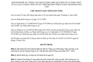 Quyết định 1792/QĐ-UBND bảo vệ an ninh trật tự lực lượng công an xã Cà Mau 2014