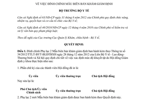 Quyết định 4926/QĐ-BYT năm 2014 đính chính Mẫu biên bản khám giám định 34/2012/TTLT-BYT-BLĐTBXH