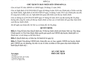 Quyết định 3251/QĐ-UBND 2014 công bố thủ tục hành chính mới Xây dựng Chính quyền Tôn Giáo Sơn La