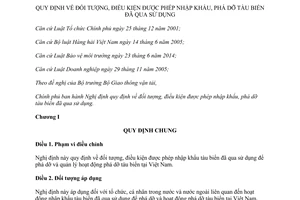 Nghị định 114/2014/NĐ-CP đối tượng điều kiện được phép nhập khẩu phá dỡ tàu biển đã qua sử dụng