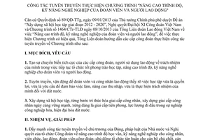 Hướng dẫn 1762/HD-TLĐ 2014 Nâng cao trình độ kỹ năng nghề nghiệp của đoàn viên và người lao động