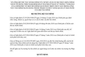 Quyết định 3019/QĐ-BTC năm 2014 thủ tục hành chính cấp bù lãi suất phát triển thủy sản Bộ Tài chính