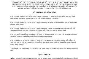 Quyết định 3018/QĐ-BTC 2014 công bố thủ tục hành chính mới hỗ trợ lãi suất cấp bù chênh lệch lãi suất