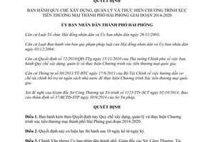 Quyết định 2614/2014/QĐ-UBND Quy chế xây dựng quản lý Chương trình xúc tiến thương mại Hải Phòng 2014 2020